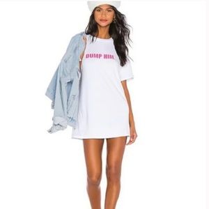 Superdown Revolve White Tee Dress Dump Him Size XXS Anti Valentine's Day